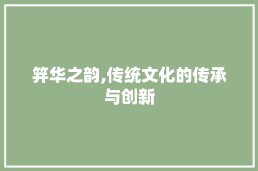 笄华之韵,传统文化的传承与创新