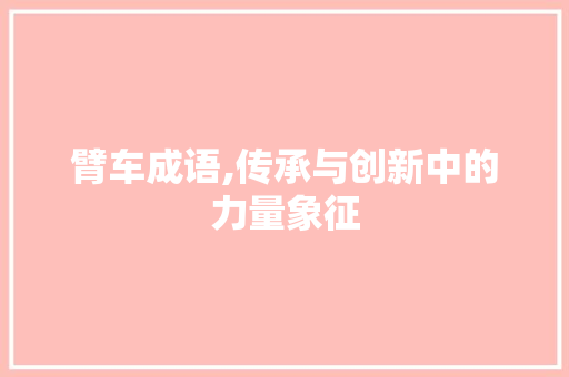 臂车成语,传承与创新中的力量象征