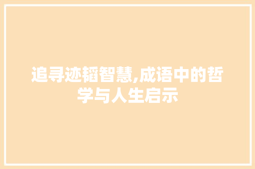 追寻迹韬智慧,成语中的哲学与人生启示