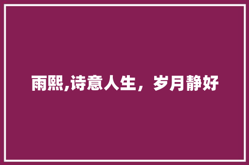 雨熙,诗意人生，岁月静好
