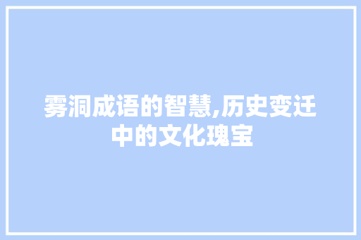 雾洞成语的智慧,历史变迁中的文化瑰宝