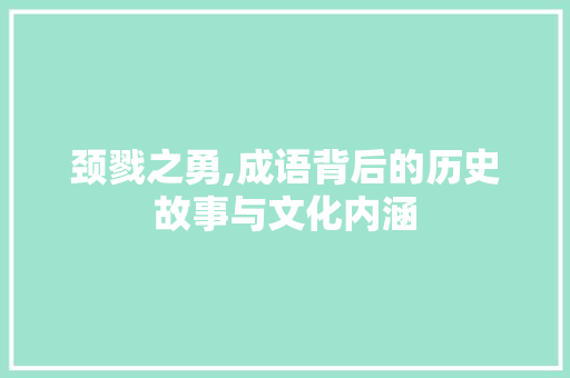 颈戮之勇,成语背后的历史故事与文化内涵
