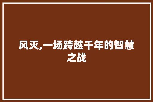 风灭,一场跨越千年的智慧之战 汉字拼音