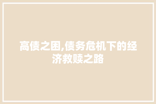 高债之困,债务危机下的经济救赎之路