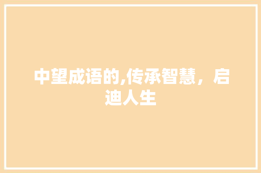 中望成语的,传承智慧，启迪人生