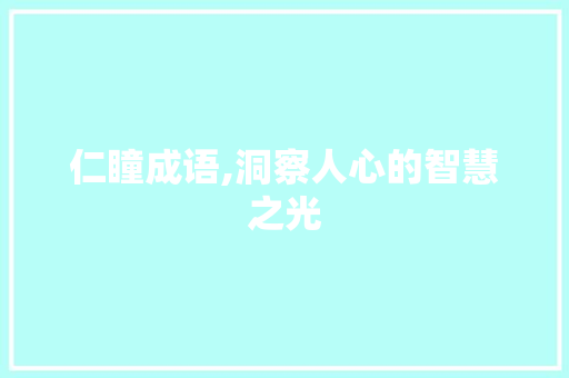 仁瞳成语,洞察人心的智慧之光