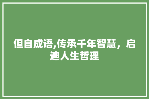 但自成语,传承千年智慧，启迪人生哲理