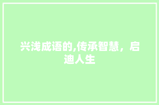 兴浅成语的,传承智慧，启迪人生