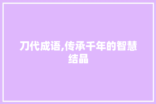 刀代成语,传承千年的智慧结晶