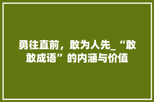 勇往直前，敢为人先_“敢敢成语”的内涵与价值