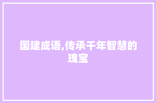 国建成语,传承千年智慧的瑰宝