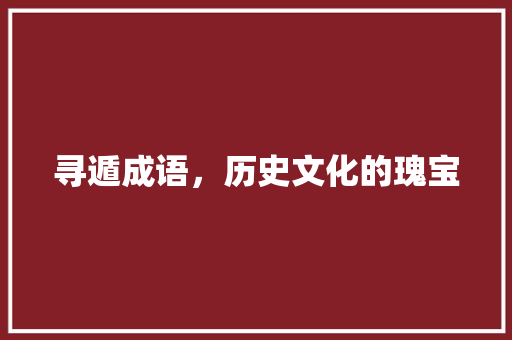 寻遁成语，历史文化的瑰宝