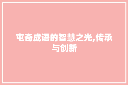 屯奇成语的智慧之光,传承与创新