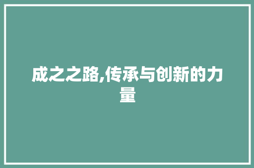 成之之路,传承与创新的力量