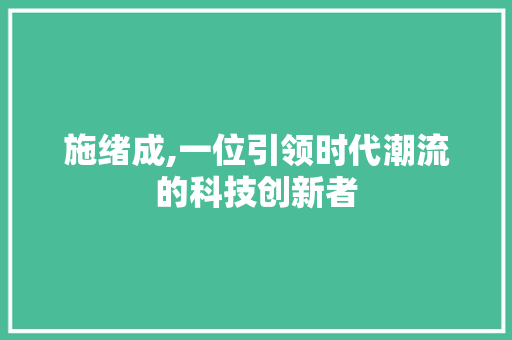 施绪成,一位引领时代潮流的科技创新者