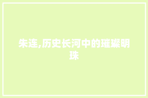 朱连,历史长河中的璀璨明珠