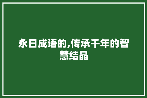 永日成语的,传承千年的智慧结晶 诗词佳句