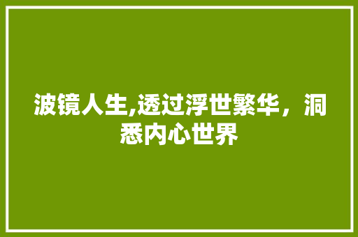 波镜人生,透过浮世繁华，洞悉内心世界