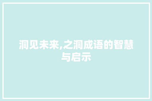 洞见未来,之洞成语的智慧与启示