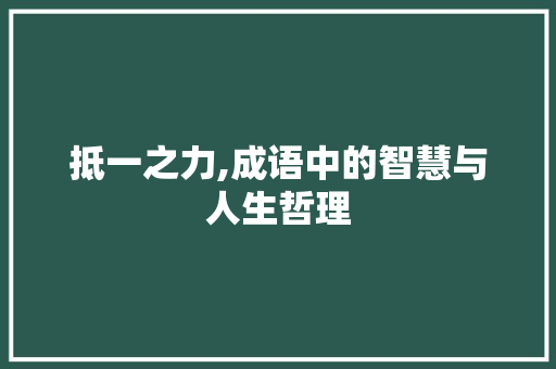 抵一之力,成语中的智慧与人生哲理