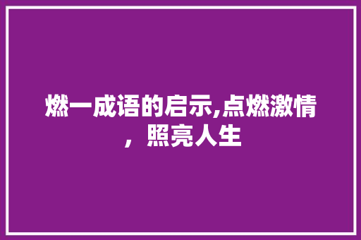 燃一成语的启示,点燃激情，照亮人生