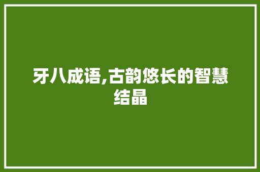牙八成语,古韵悠长的智慧结晶