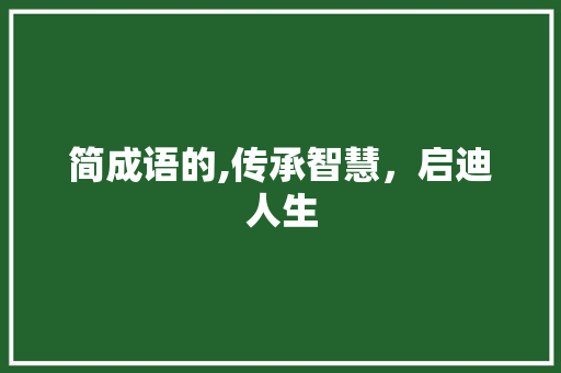 简成语的,传承智慧，启迪人生
