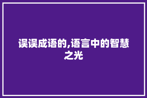 误误成语的,语言中的智慧之光