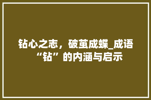 钻心之志，破茧成蝶_成语“钻”的内涵与启示 古代典籍