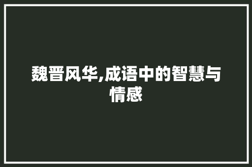 魏晋风华,成语中的智慧与情感 问答