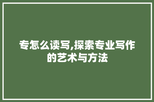 专怎么读写,探索专业写作的艺术与方法
