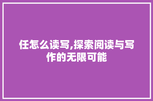 任怎么读写,探索阅读与写作的无限可能