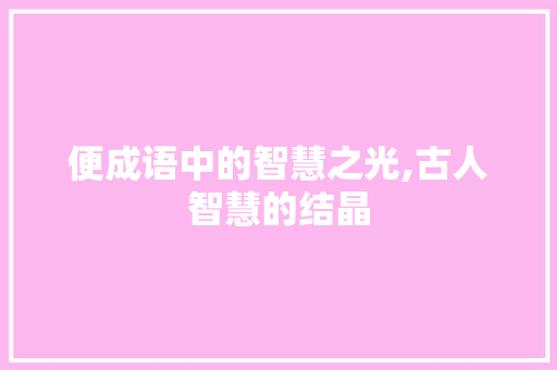 便成语中的智慧之光,古人智慧的结晶