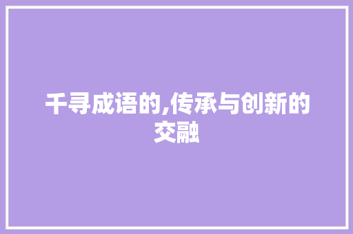 千寻成语的,传承与创新的交融