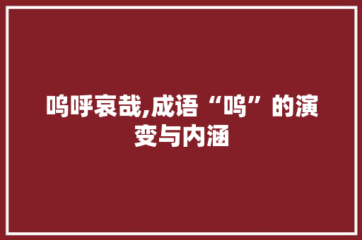 呜呼哀哉,成语“呜”的演变与内涵