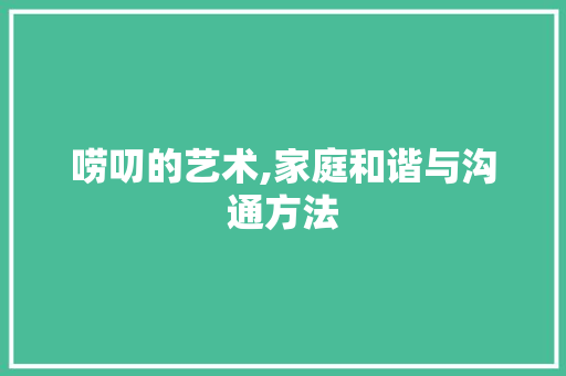 唠叨的艺术,家庭和谐与沟通方法