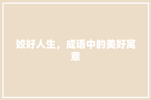 姣好人生，成语中的美好寓意