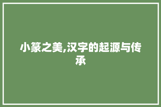 小篆之美,汉字的起源与传承