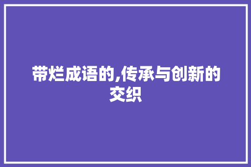 带烂成语的,传承与创新的交织