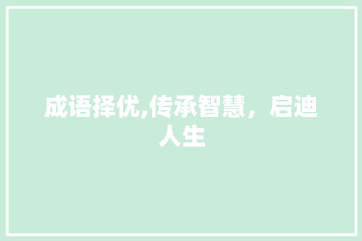 成语择优,传承智慧，启迪人生