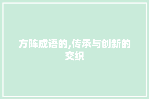 方阵成语的,传承与创新的交织