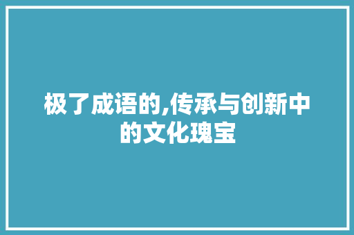 极了成语的,传承与创新中的文化瑰宝