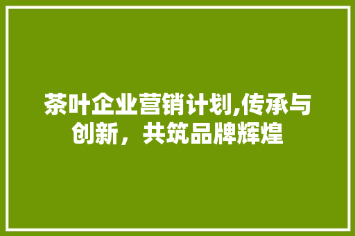 茶叶企业营销计划,传承与创新，共筑品牌辉煌