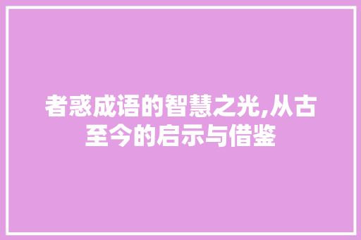 者惑成语的智慧之光,从古至今的启示与借鉴