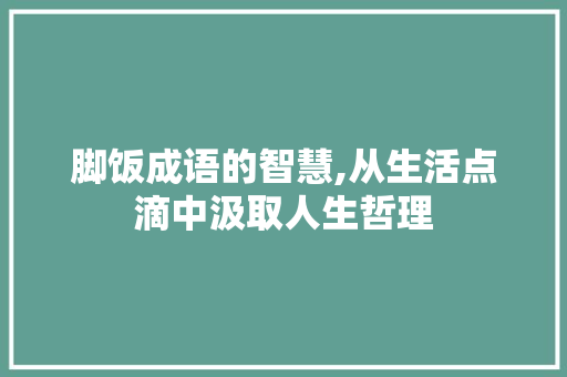 脚饭成语的智慧,从生活点滴中汲取人生哲理