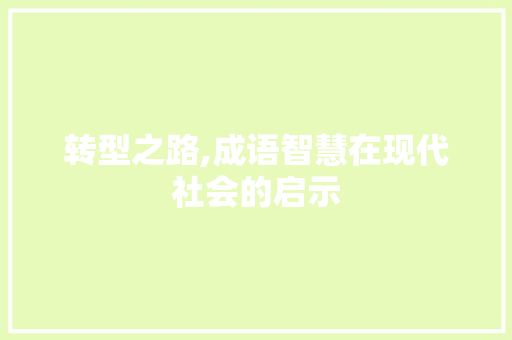 转型之路,成语智慧在现代社会的启示 汉字拼音