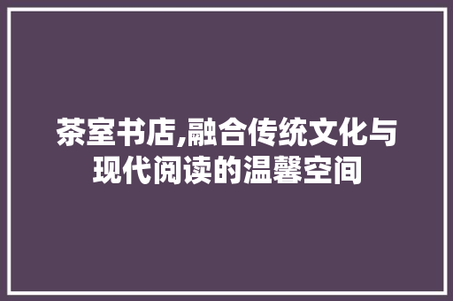 茶室书店,融合传统文化与现代阅读的温馨空间