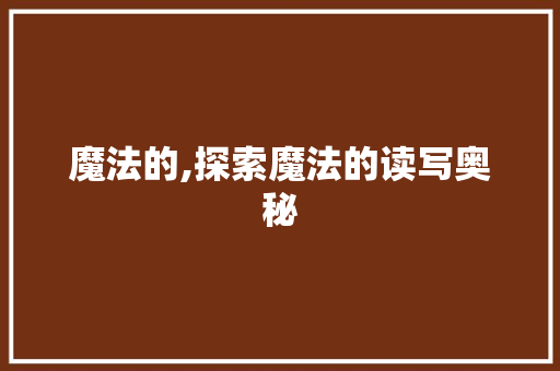 魔法的,探索魔法的读写奥秘