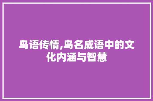 鸟语传情,鸟名成语中的文化内涵与智慧