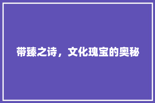 带臻之诗，文化瑰宝的奥秘